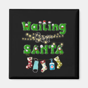 Happy Christmas Merry Christmas Waiting Santa Magnet