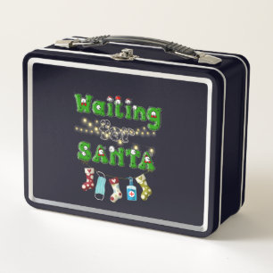 Happy Christmas Merry Christmas Waiting Santa Metal Lunch Box