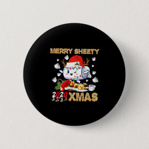 Happy Christmas   Merry Sheety 2020 Xmas 6 Cm Round Badge
