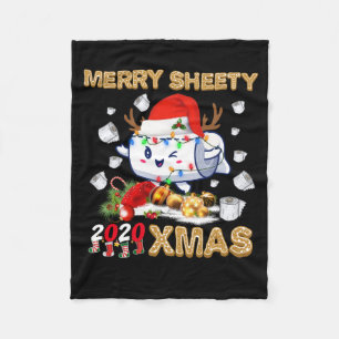 Happy Christmas Merry Sheety 2020 Xmas Fleece Blanket