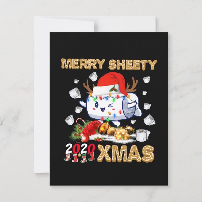 Happy Christmas | Merry Sheety 2020 Xmas Thank You Card (Front)