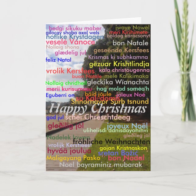 Happy Christmas Multi-Language Holiday Card (Front)