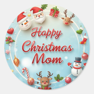 Happy Christmas Mum Classic Round Sticker