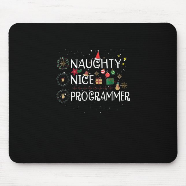 Happy Christmas | Naughty Nice Programmer Mouse Mat (Front)