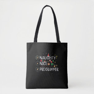 Happy Christmas Naughty Nice Programmer Tote Bag