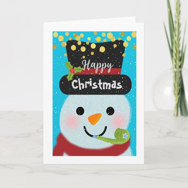 Happy Christmas New Year Cute Snowman Card (Front)
