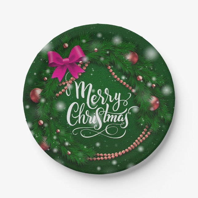 Happy Christmas Party Time Design Paper Plate (Front)