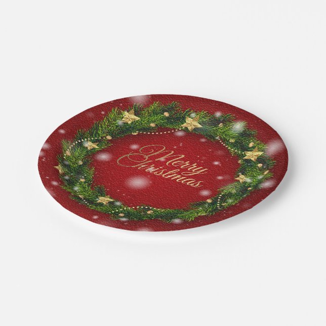 Happy Christmas Party Time Design Paper Plate (Angled)