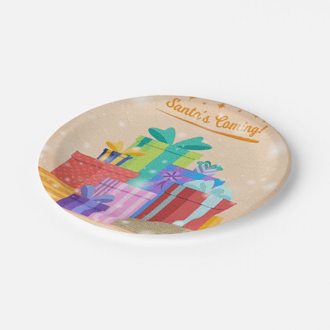 Happy Christmas Party Time Design Paper Plate (Angled)