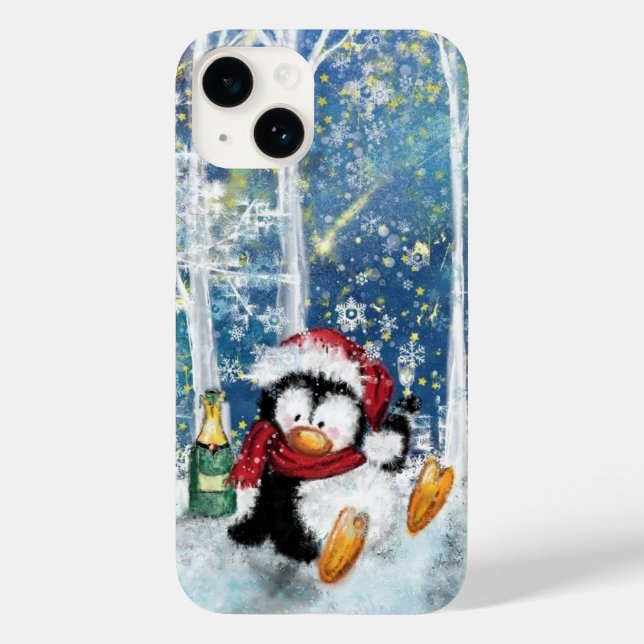 Happy Christmas Penguin iPhone Case (Back)