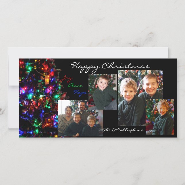 Happy Christmas Photo Card - Black Background (Front)