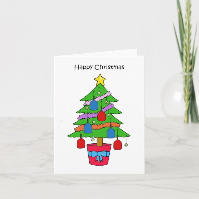 Happy Christmas Pickleball Tree Card (Front)