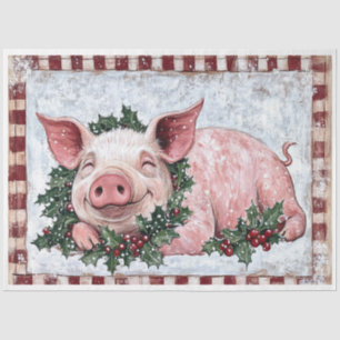Happy Christmas Pig Tissue Paper