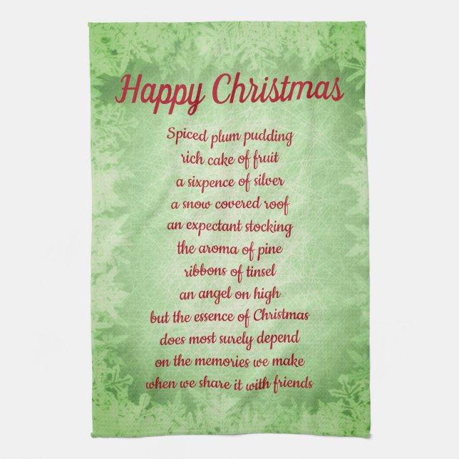Happy Christmas Poem Kitchen Towels (Vertical)