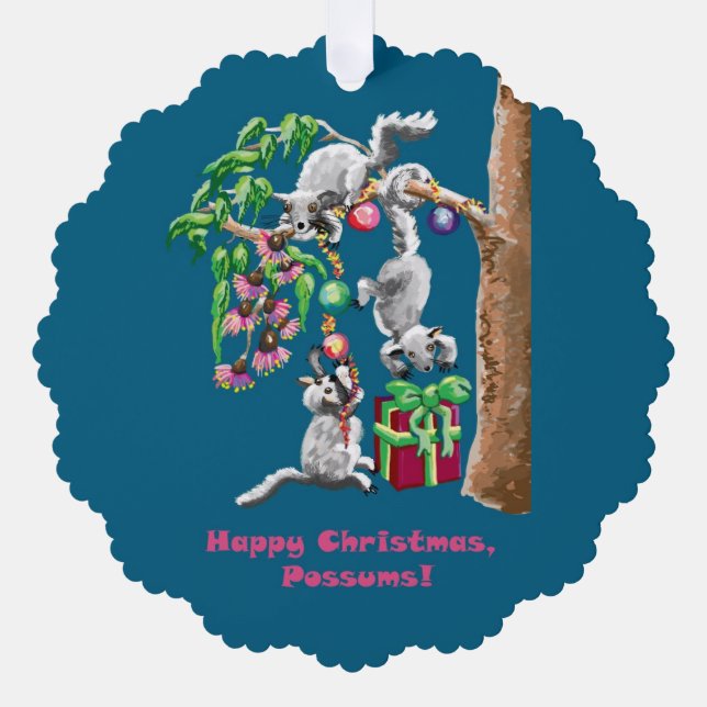  Happy Christmas Possums Tree Decoration Card (Front)