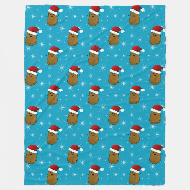Happy Christmas Potato Fleece Blanket (Front)