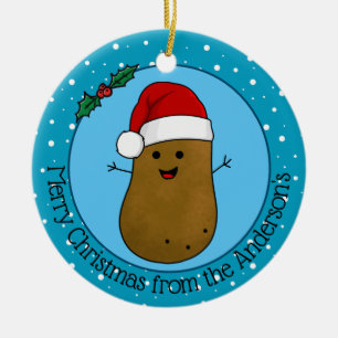 Happy Christmas Potato Personalised Ceramic Tree Decoration