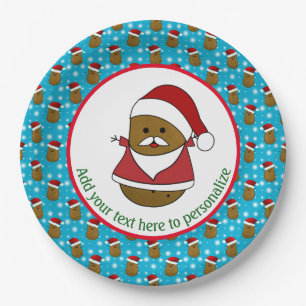 Happy Christmas Potato Wearing A Santa Hat Paper Plate