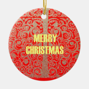 Happy Christmas Red and Gold Collection Ceramic Tree Decoration