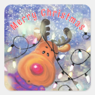 Happy Christmas Reindeer Stickers