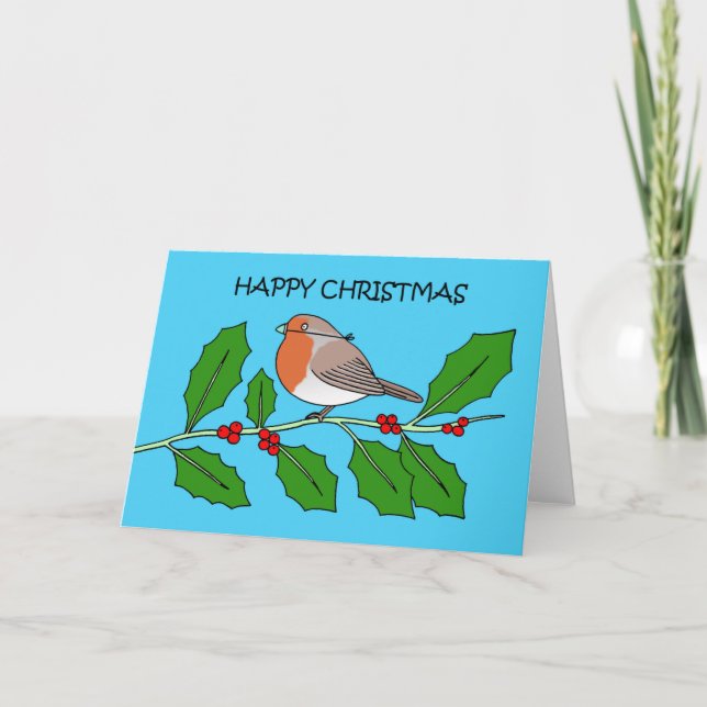 Happy Christmas Robin  Card (Front)