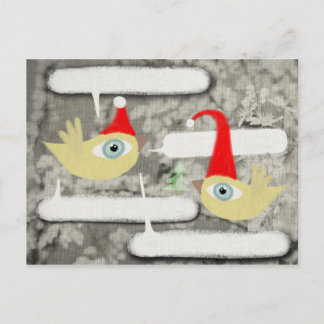 Happy christmas Santa Claus december bird postcard