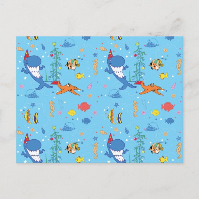 Happy Christmas Shark Postcard (Front)