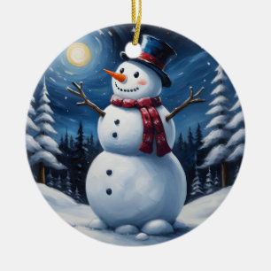 Happy christmas snowman ceramic tree decoration