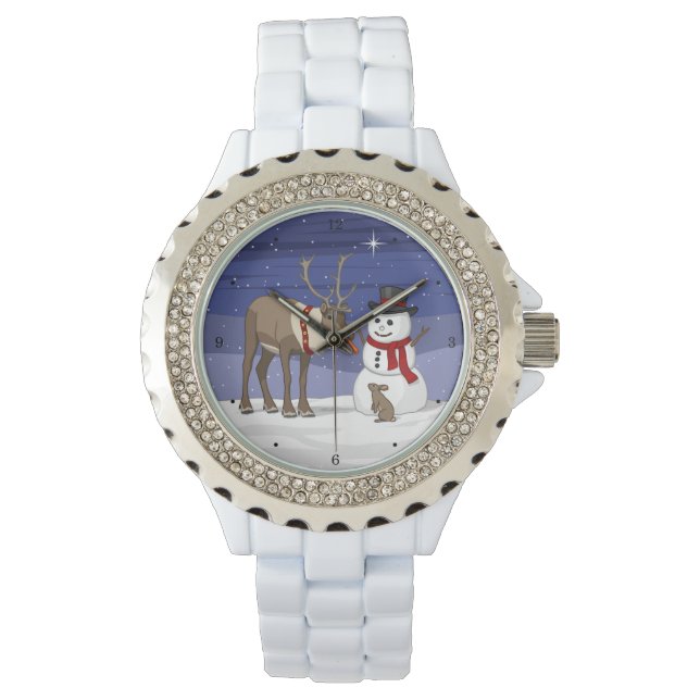 Happy Christmas Snowman & Cute Reindeer Watch (Front)