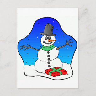 Happy Christmas Snowman Holiday Postcard