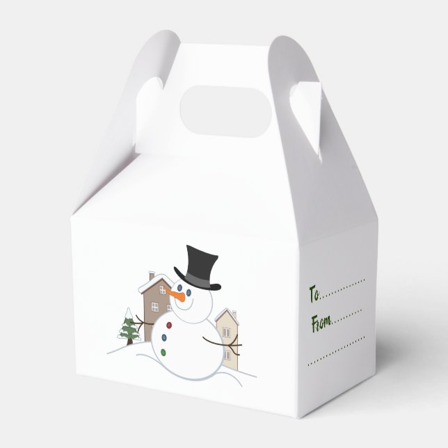 Happy Christmas Snowman Illustration and Type Favour Box (Front Side)