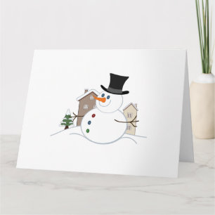 Happy Christmas Snowman Illustration Ceramic Tile Card