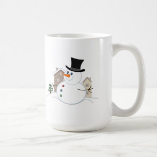 Happy Christmas Snowman Illustration Coffee Mug