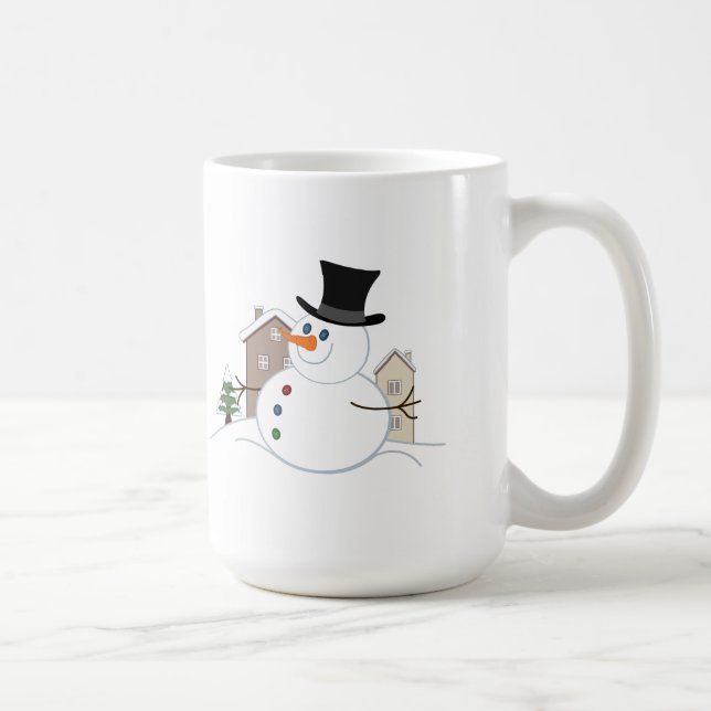 Happy Christmas Snowman Illustration Coffee Mug (Right)