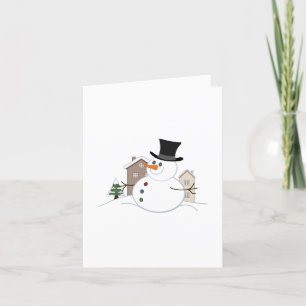 Happy Christmas Snowman Illustration Holiday Card
