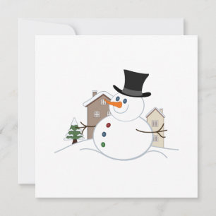 Happy Christmas Snowman Illustration Holiday Card