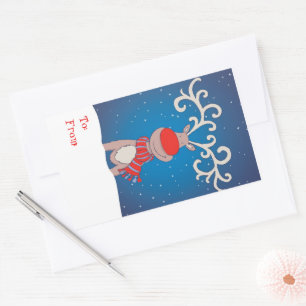Happy Christmas soft blue tag sticker