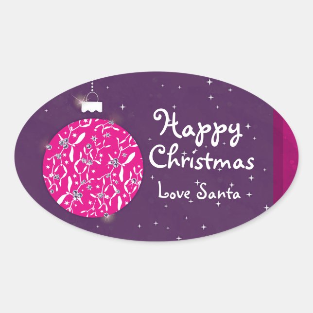 Happy Christmas sparkle bauble gift sticker (Front)