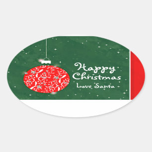 Happy Christmas sparkle bauble gift sticker green