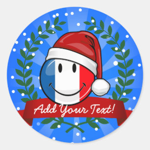 Happy Christmas Style France Flag Classic Round Sticker