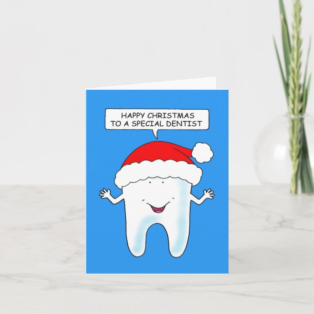 Happy Christmas to Dentist Talking Tooth Holiday Card (Front)