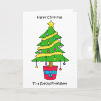 Happy Christmas to Firefighter Decorative Tree