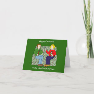 Happy Christmas to Gay Female Partner Holiday Card