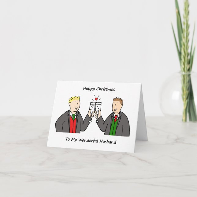 Happy Christmas to Gay Male Husband Holiday Card (Front)