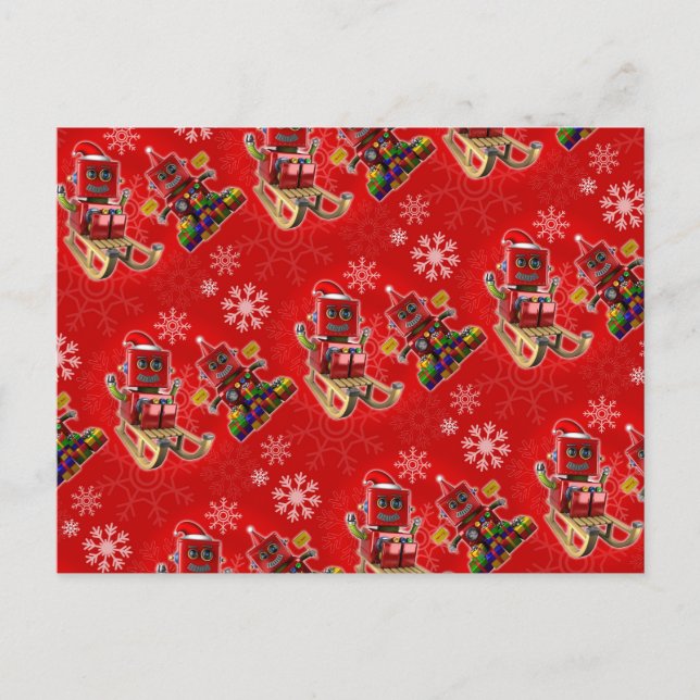 Happy christmas toy robot holiday postcard (Front)