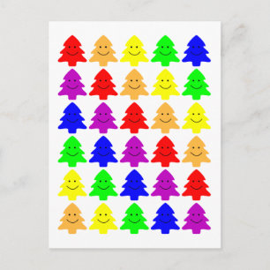 Happy Christmas Trees Holiday Postcard