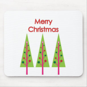 Happy Christmas Trees Mouse Mat