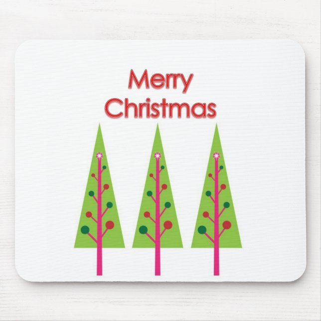 Happy Christmas Trees Mouse Mat (Front)