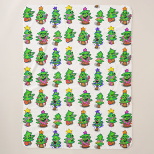 Happy Christmas Trees Print Sherpa Blanket