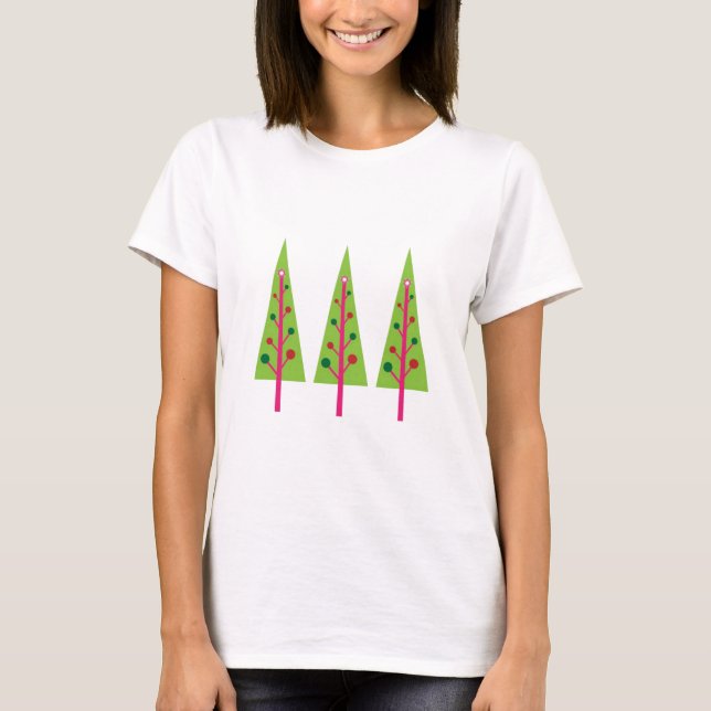Happy Christmas Trees T-Shirt (Front)
